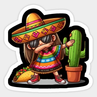 Celebrate Cinco de Mayo with our Dabbing Mexican  GIRL Sticker